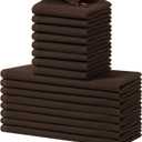 Homaxy 100% Cotton Kitchen Towels and Dishcloths Set, 12 x 12 Inches and 13 x 28 Inches, Set of 16 Bulk Kitchen Towels Set, Ultra Soft Absorbent Dish Cloths for Washing Dishes, Dark Brown