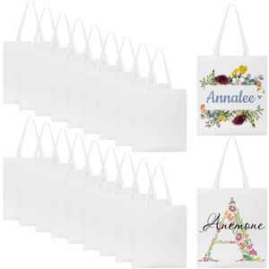 WACAR 20 Pieces Sublimation Blanks Tote Bags 14x16inch Canvas Tote Bags Reusable Polyester Grocery Bags for Heat Transfer DIY Crafting