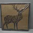 Metal Wall Art Decor Framed Stag Sign Black, Hanging Tree of Life Wall Sculpture for Dinning Living Room Bedroom Farmhouse 20x20inch