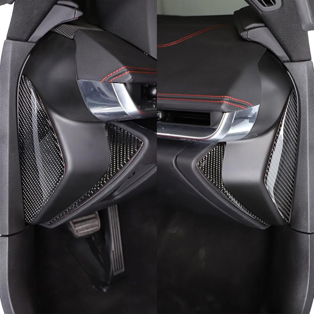 Soft 3D Real Carbon Fiber Car Anti Crash Trim Dashboard Side Door Panel Sticker Trim Decor Trim Compatible with Corvette C8 Stingray Z06 Z51 2020 2021 2022 2023 Interior Decoration Accessories (Black)