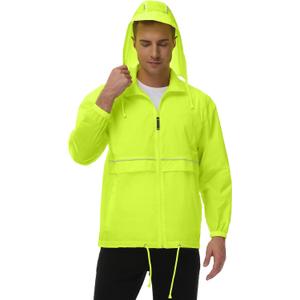 TIHEEN Men's Rain Jacket Cycling Running Jackets Waterproof Raincoat with Hood Windbreaker Hiking Jacket Rain Coat (4X-Large, Green)