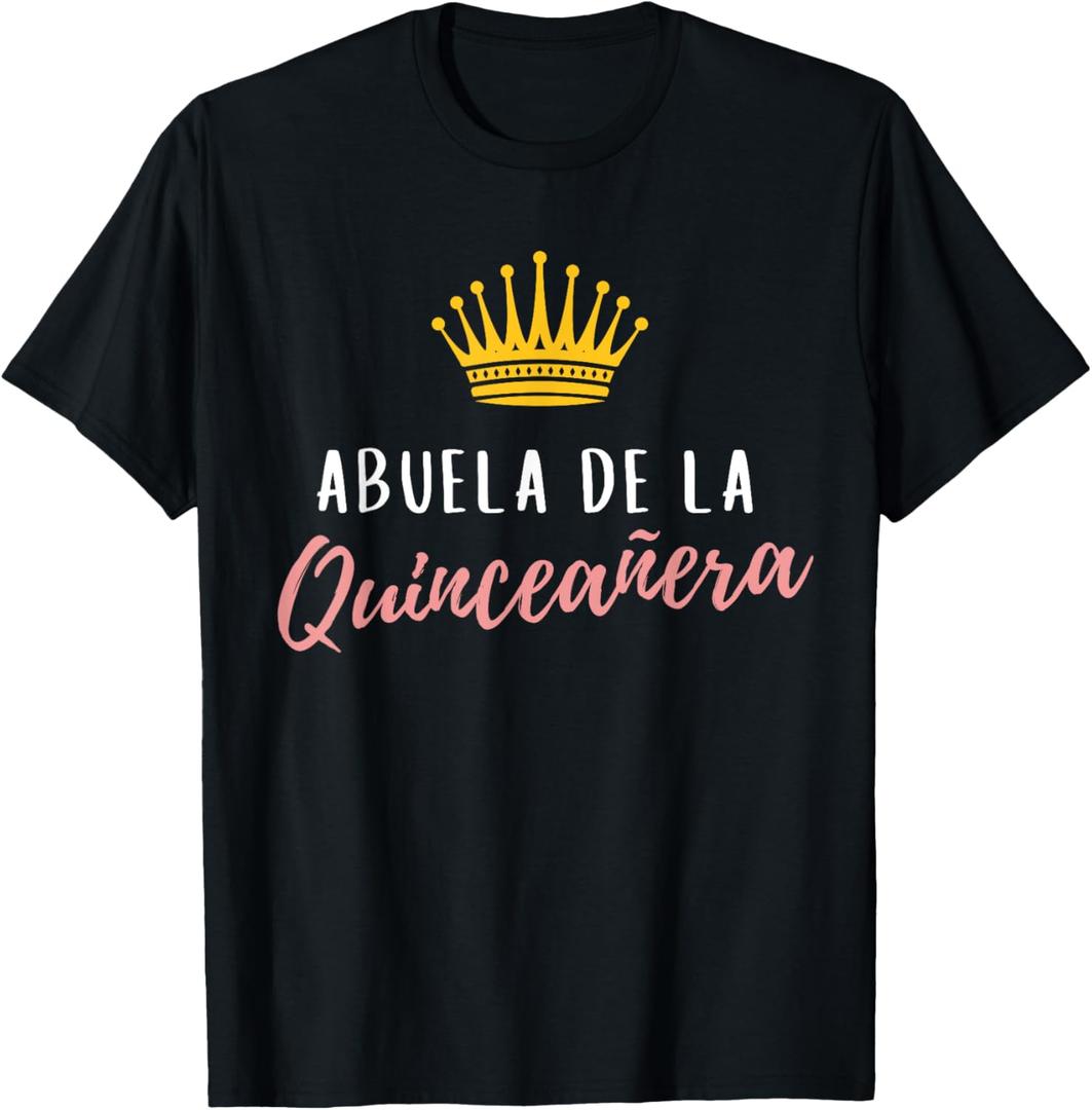 Quinceanera Abuela Grandma Her Rose 15 Party Quince Matching T-Shirt (Small, Black)