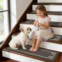 BEQHAUSE Stair Treads for Wooden Steps Non Slip Washable 15Pack Carpet Stair Treads with Reusable Residue Free Backing Soft Polyester Stair Rugs Indoor for Kids Elders and Dogs 9x28,Brown