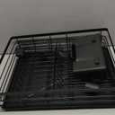 SNTD Dish Drying Rack - Extendable Dish Rack, Large Sink Drying Dish Drainer for Kitchen Counter, Stainless Steel Dish Strainer with Utensil Holder (Black)