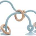 Montessori Educational Toys For Infant Toddlers, High Chair Toys With Suction Cups For Toddlers 0-6 M+ Food Grade Silicone Teething toy For Toddler 6M+, Parent-Child Baby Toy Set 12 18 M+ (Dusty Blue)