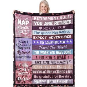 Retirement Blanket, Retirement Gifts for Women Men 2025, Best Retire Gifts Ideas, Happy Retirement Gifts for Mom Teacher Nurse Coworkers, Retirement Party Decorations Blanket 50"X60"