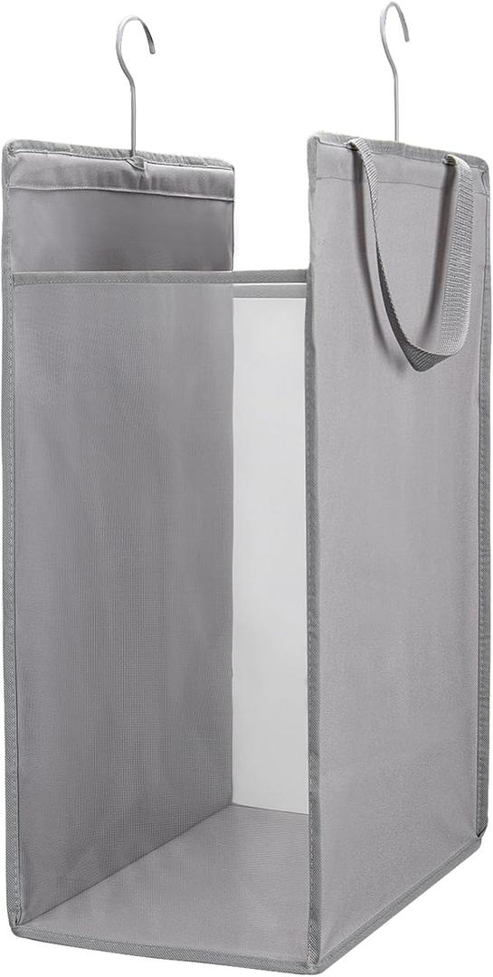 FENTEC Fentec Hanging Laundry Hamper, Hanging Laundry Basket, Slim Laundry Hamper Bag with Handles, Portable Hanging Closet Hamper, Mesh Heavy Duty Hanging Laundry Bag (Grey,1 Pack)