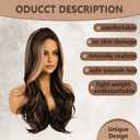 Brown Blonde Highlight Wigs for Women 26 Inch Long Curly Synthetic Wigs Middle Part Blonde Highlights Hair Wigs Loose Wavy wig Heat Resistant