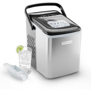 Iceman Dual-Size Countertop Ice Maker Machine, Portable, Creates 2 Cube Sizes in 6 Mins, Holds 1.3 lb. of Ice, Makes up to 26 lb in 24 Hours, Self-Cleaning Scoop Included, Stainless-Steel