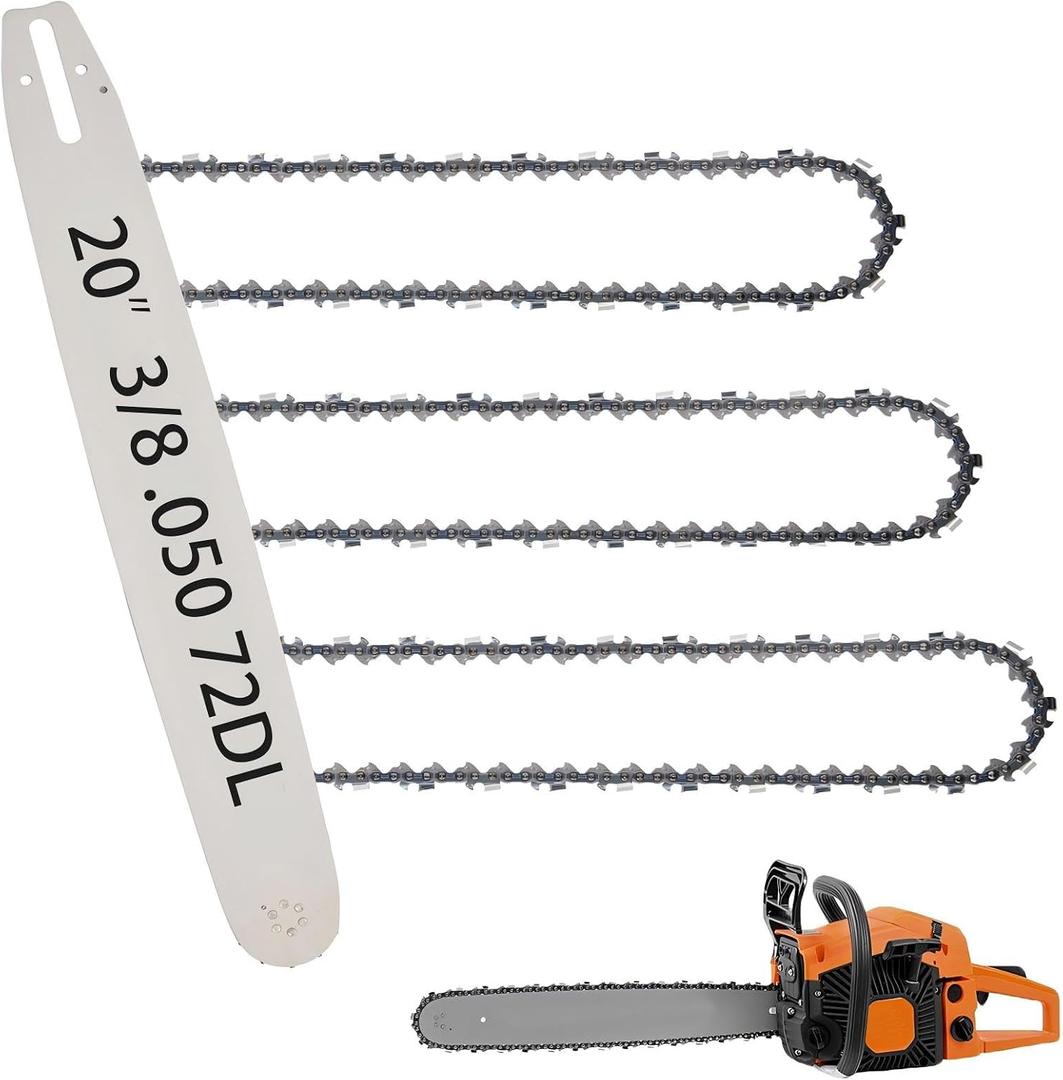 20" Chainsaw Bar and Chain Combo, 3/8" .050" 72DL for Husqvarna 455 Rancher