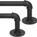 Refrze 2 Pack Curtain Rods for Windows 48 to 84 Inch, Industrial Curtain Rods Wrap Around, Heavy Duty for Bedroom & Outdoor, 48-84", "Black Curtain rod