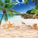 Summer Beach Ocean Backdrop Summer Outdoor Blue Sky Palm Tree Photography Background Beach Wedding Birthday Party Decoration 8x10FT (8x10FT(width 240cm x Height 300cm))
