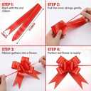 ForraFun 50 Set Valentine Plant Pot Covers Floral Cellophane Wrap Paper Sheets with 15 Bow Decorative Plant Sleeve for Home Flower Pot DIY Decor (Red)