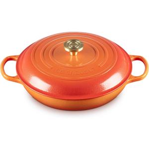 Le Creuset Enameled Cast Iron Signature Braiser 3.5 qt., Flamme Doree with Crucible Knob