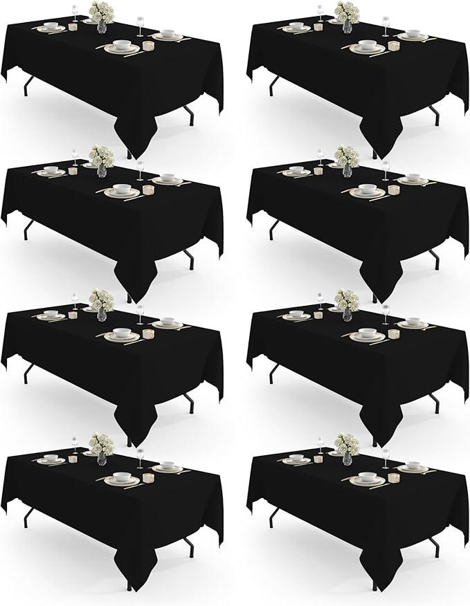Pureegg Rectangle Table Cloth 60" x 84" – Durable Polyester Tablecloth Offers Reusable & Washable Protection, Ideal for Outdoor Party, Picnic, Wedding, Banquet and Birthday, 6 Pack, Black