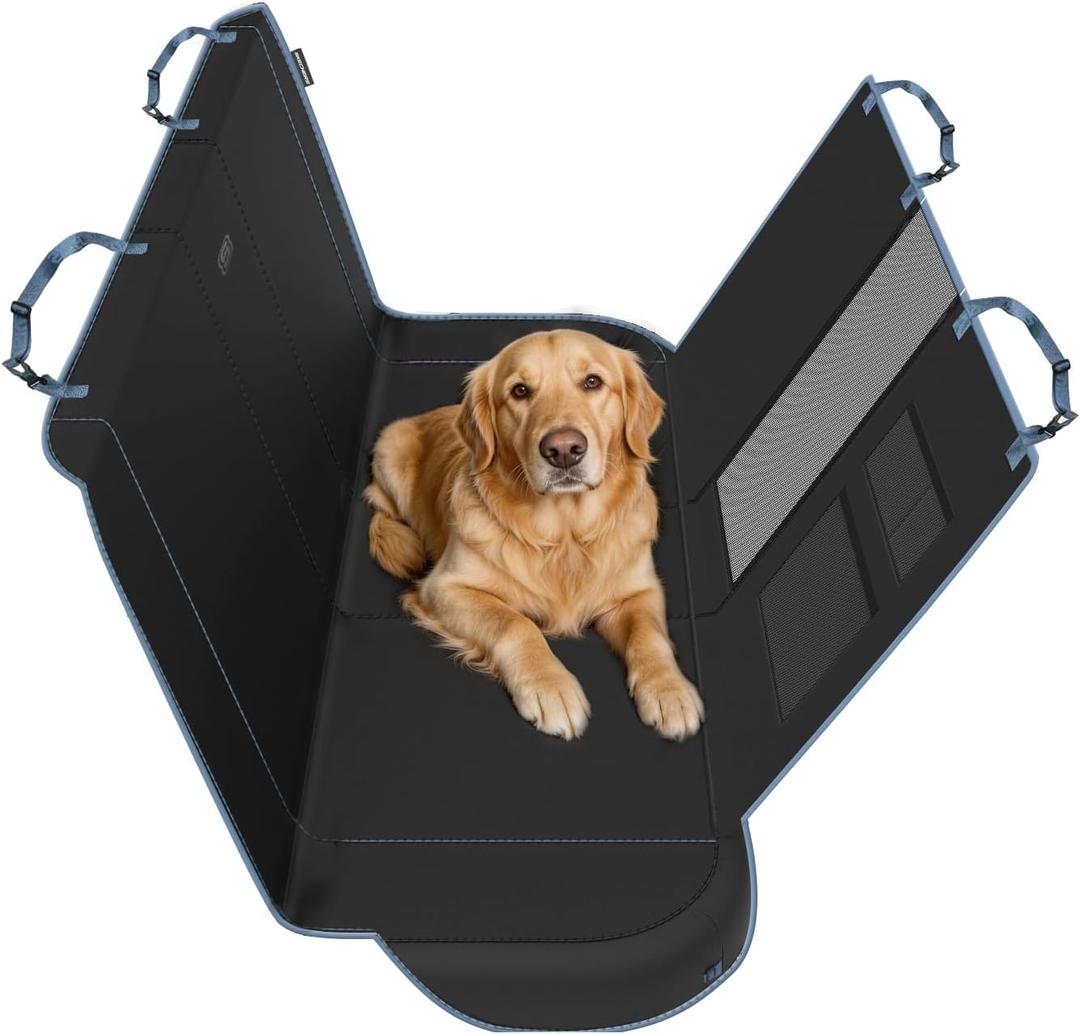 Skechers Dog Car Seat Cover for Pets GOGA MAT, Seat Extender for Dogs Waterproof Seat Cover Hammock Heavy Duty Scratch Proof Nonslip Durable Back Seat Covers for Cars Trucks and SUVs,Black