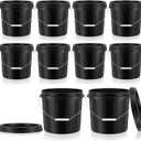 Tioncy 10 Pcs 2 Gallon Plastic Bucket with Lid Heavy Duty 2 Gallon Bucket Pail with Lid Handle for Storage Container Home Household Cleaning (Black)