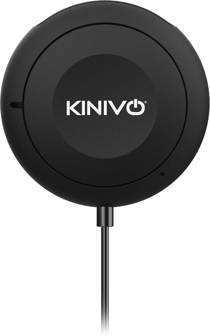 Kinivo BTC450 Bluetooth Car Kit (Hands-Free, AUX Bluetooth Adapter for Cars with Ground Loop Noise Isolator, 3.5mm Aux Input, Apt-X)