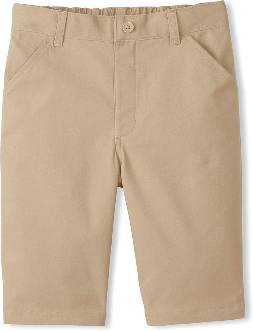 French Toast Girls Adaptive Bermuda Shorts with Hook and Loop Closure (Beige)