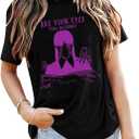 Halloween Shirt Women Halloween Graphic T Shirt Funny Halloween Movie Tee Tops (Medium, Black)