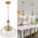 14.2" Modern Pendant Lights Kitchen Island, 3-Light Gold Pendant Light Fixtures with Clear Glass Shade, Industrial Hanging Pendant Lights Fixture for Kitchen Island, Dining Room, Bedroom, Entryway