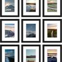 Wiscet 8x10 Picture Frame Set of 9, Display Pictures 5x7 with Mat or 8 x 10 Without Mat, Photo Frame for Wall Mounting or Tabletop, Black