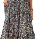 PRETTYGARDEN Summer Dresses for Women 2025 Casual Floral Boho Midi Sun Dress Puff Short Sleeve Flowy Beach Vacation Sundress (Medium)