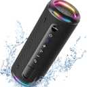Tronsmart T7 Lite 24W Portable Bluetooth Speaker, Enhanced Bass, Rainbow Light Show, 24H Playtime, IPX7 Waterproof, Wireless Stereo Pairing, Bluetooth 5.3, for Home Outdoor Travel (Black)