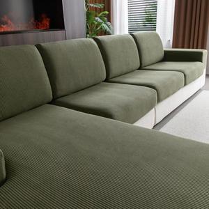 OHSIO Sectional Couch Covers, Wear Resistant Stretch Sofa Covers Washable Soft Couch Cushion Covers Anti Slip Furniture Protector Sofa Slipcovers for Pets (1 Piece Armrest Sofa Cover, Green)
