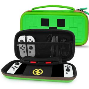 TIKOdirect Carrying Case for Switch & OLED Mode, Cute Portable Travel Bag in Newest Updated Design of Green Interior, Green