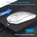 Wireless Mouse for Laptop, Bluetooth Mouse for MacBook Pro/Air/Mac/iPad/Chromebook/Computer -Rechargeale Dual Mode(USB 2.4Ghz + Bluetooth 5.2) Silent Cordless Mice with USB C Adapter,Silver