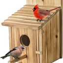 Wood Bird Houses for Outside with Pole Wooden Bird House for Finch Bluebird Cardinals Hanging Birdhouse Clearance Garden Country Cottages