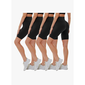 CAMPSNAIL 4 Pack Biker Shorts for Women High Waist - 8" Tummy Control Soft Athletic Yoga Workout Running Gym Shorts Size S-M