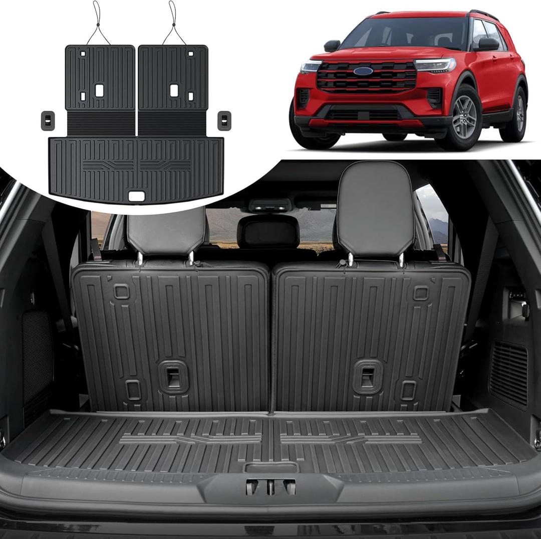 Cargo Mat for 2020-2025 Ford Explorer Accessories All Weather Trunk Liner Replacement for 2025 Ford Explorer ST Accessories 2025 2024 2023 2022 2021 Stereo