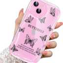 2 x Compatible for iPhone 14 Case, Pretty Butterfly Print Three-Dimensional Wave Clear Case for Girls Women, Soft Full Package Anti-Fall Cover for iPhone 14, Shadow Dance Black