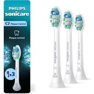 Philips Sonicare C2 Plaque Control - Genuine Replacement Electric Toothbrush Heads, White, 3 Pack, HX9023/65