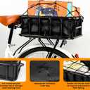 Bike Basket Rear, Large Bicycle Basket with Cargo Net, Liner and Waterproof Cover for Electirc Bike, Ebike and Bikes, Large Capacity Wire Bakset