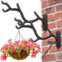 Blulu 2 Pcs 11'' Cast Iron Tree Branch Plant Hangers Decorative Metal Wall Bracket Hooks Wall Heavy Duty Home Storage Rack for Hanging Plants Pot Basket Lantern Wind Chimes Outdoor Indoor (Rust Brown)