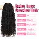 Soft Boho Locs Crochet Hair for Black Women-18 Inch 8 Packs Goddess Faux Locs Crochet Human Hair Feeling Pre Looped with Curly Ends (1B, 18 Inch(Pack of 8))