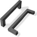 Khtumeware 15 Pack 3-1/2 inch Center to Center Solid Matte Black Cabinet Pulls Slim Square Bar Drawer Handles Cabinet Handles Black Drawer Pulls Kitchen Cabinet Hardware