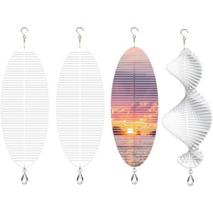 4Pack 11inch Sublimation Wind Spinner Blanks 3D Aluminum Metal Wind Sculpture Kinetic Spinners for Yard and Garden Indoor Art Ornaments Hanging Decoration (Helix)