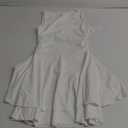 Kaximil Women's Square Neck Ruffle Hem Mini Dress Ruched Waist Medium, White