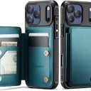 Vinich for iPhone 17 Pro Max Wallet Case with Card Holder, RFID Blocking Credit Slots Kickstand Shockproof Phone Cover Fit for iPhone 17 Pro Max 6.9" Bluish Green