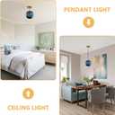 KCO Lighting Modern Large Globe Pendant Light 1-Light Single Blue Glass Pendant Lighting Kitchen Island Vintage Ribbed Glass Pendant Light Contemporary Gold Hanging Light Fixture (9.8)
