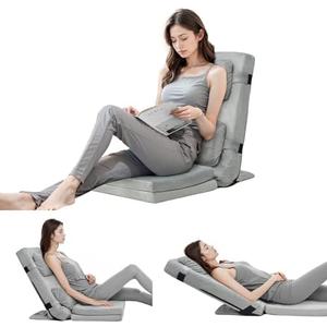 TOPSKY Adjustable Bed Wedge Pillow with Backrest, 6 Reclining Positions and Memory Foam, Wide Seat for Post Surgery, Reading, Sitting and Sleeping for Bed and Sofa (Grey, 21.65" Wide)
