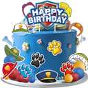 Dog Cake Topper- Dog Birthday Decorations, Cute Cartoon Birthday Cake Topper with Mini Balloons Puppy Party Decorations for Kids Boys Girls 1st 2nd 3rd Birthday Party Supplies