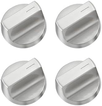 W11366438 5T08 Stove Knobs Replacement Parts for Whirlpool Gas Range Stainless Steel Oven WCG55US6HS00 WCG55US6HS WCG77US0HS Electric Cooktop WCG97US0HS05 Metal Stove Top Knobs 4 Pcs