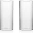 WGVI Hurricane Candle Holder Sleeve, Wide 4.7", Height 10", 1 Pieces, Clear Glass Cylinder Open Both Ends, Chimney Shade Tube (HST4710_2pc)