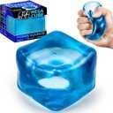 Premium MEGA Cube Extra Large Ultra-Firm Gel Squishy Fidget Toy | Stress Balls for Adults with Non-Sticky, Odor-Free Shell & Reinforced Dual Leak-Proof Seals for Heavy-Duty Use | 1-Pack Blue