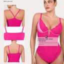 Popilush Shapewear Bodysuits for Women Lace Corset Tops Tummy Control V Neck Sleeveless Body Suit Thongs (Pink, XXXL)